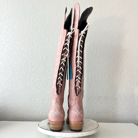 Lane LEXINGTON Over the Knee Womens Cowboy Boots 7.5 Pink Western Cowgirl Tall - Picture 4 of 16